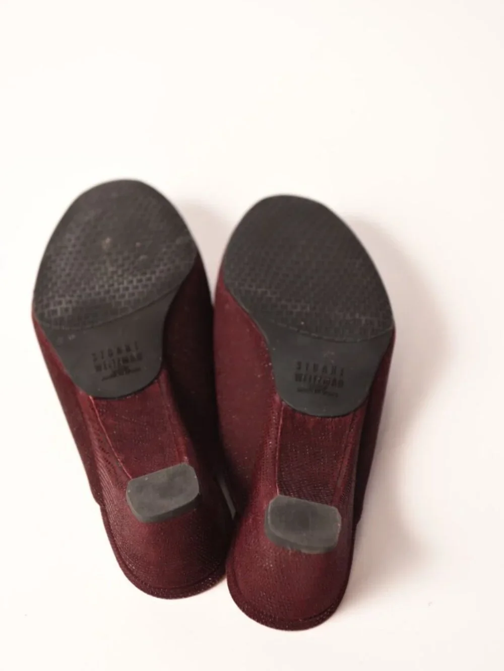 Stuart Weitzman for Russell & Bromley Candy Burgundy Peep Toe Wedges Size 6 - Picture 6 of 10